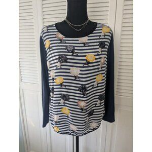 Style & Co. Top Women's PL Art To Wear Umbrellas Striped Multi Whimsy T-shirt